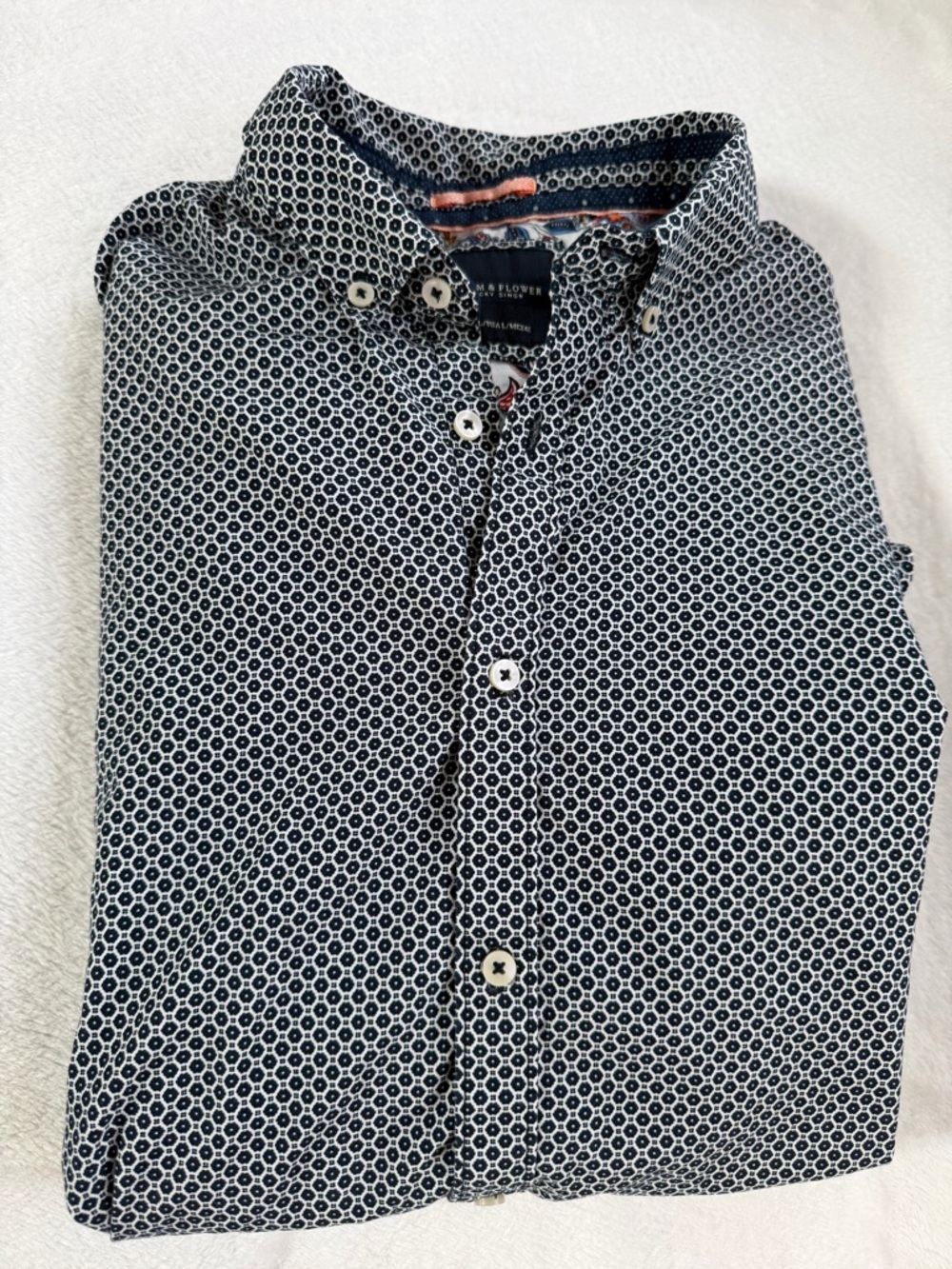 Denim & flower mens button down 
RICKY SINGH - large